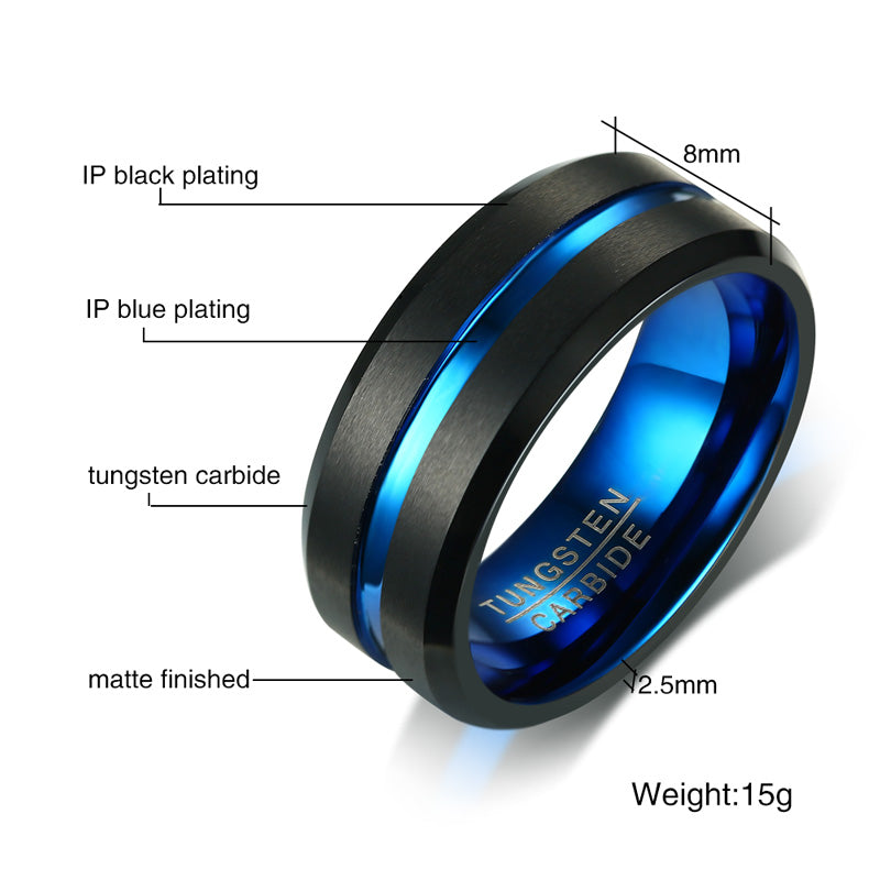 Black outlet and blue Tungsten Ring